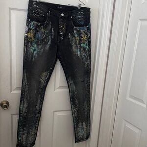 Artistic Black Jeans with Paint Splatter